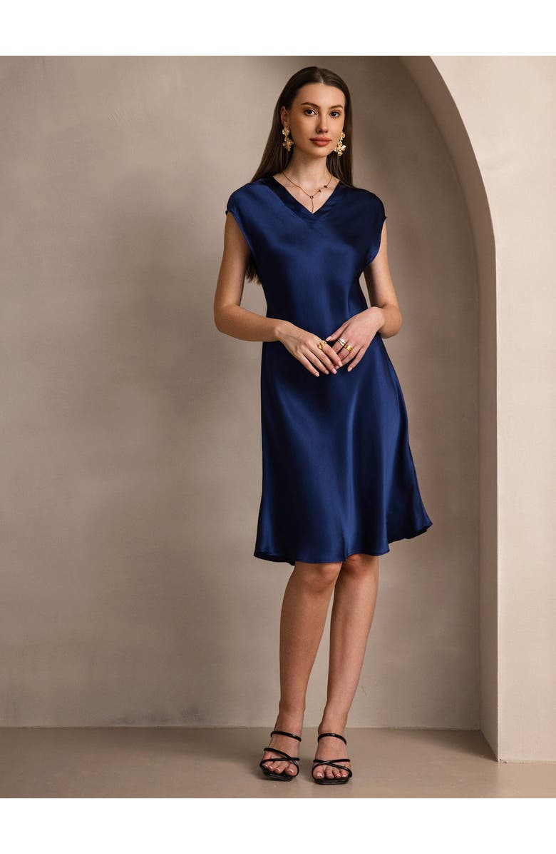 SILKSILKY Pure Silk Elegant Short Sleeves Nightgown, Alternate, color,