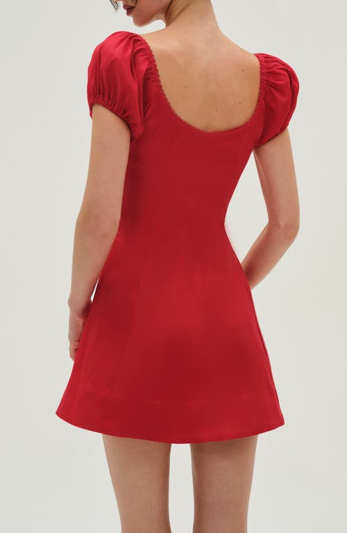 For Love & Lemons Zuri Puff Sleeve Fit & Flare Minidress In Red