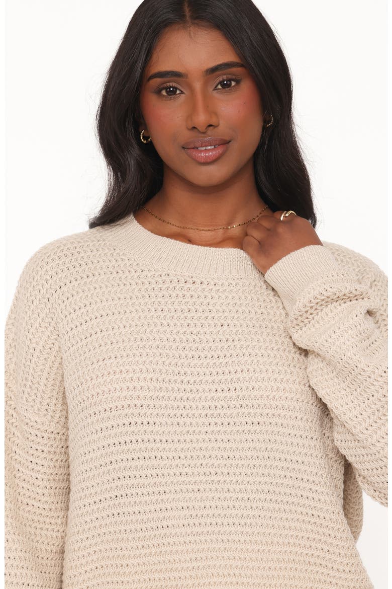 Melane Open Stitch Sweater, Alternate, color, BEIGE