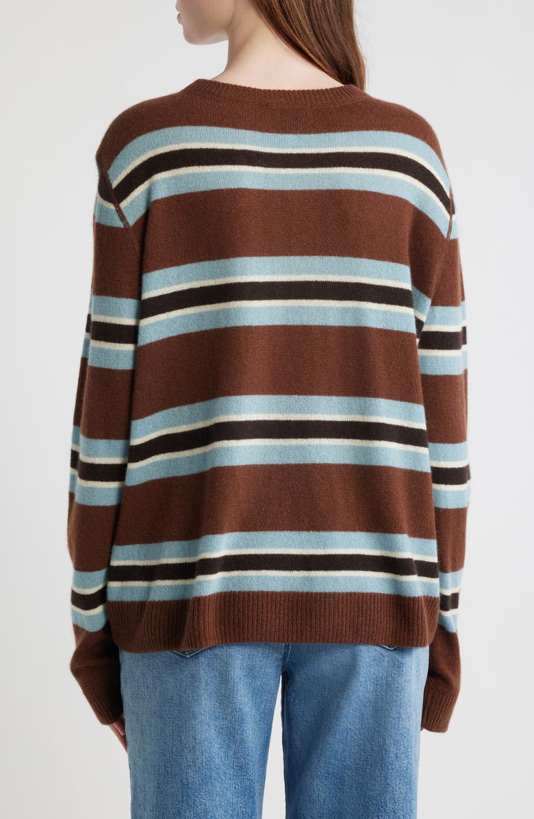 Reformation Cashmere Boyfriend Sweater, Alternate, color, Chocolate Cake Multi Stripe
