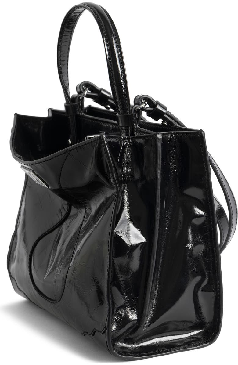 Zadig & Voltaire Jack Patent Leather Shoulder Bag, Alternate, color, Black