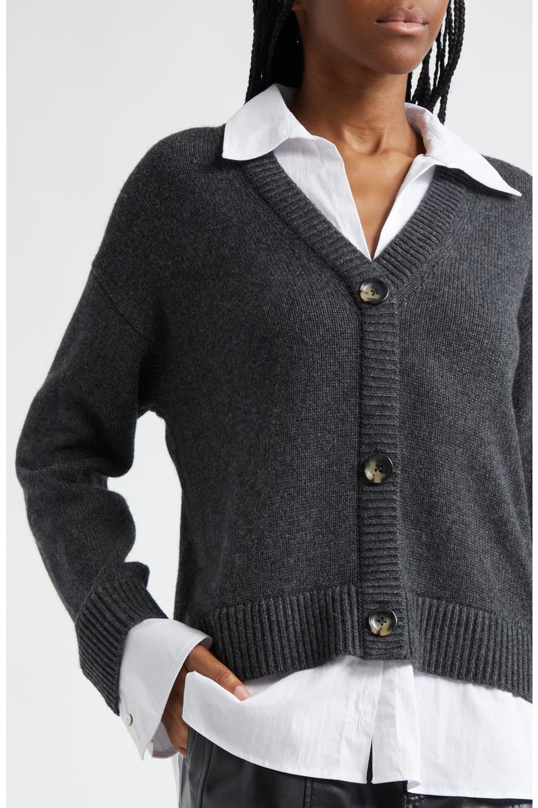 Megan Mixed Media Pullover Sweater, Alternate, color, CHARCOAL/ WHITE