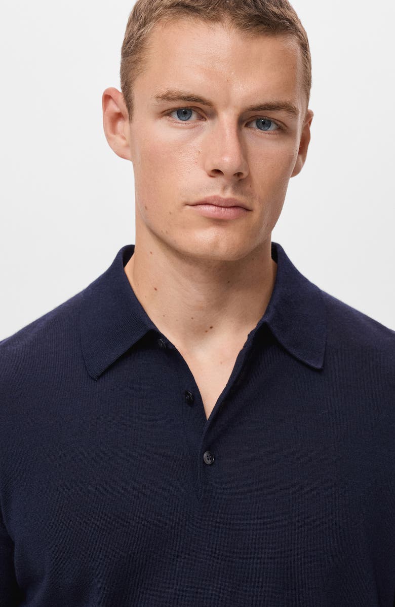 MANGO Wool Sweater Polo, Alternate, color, Navy