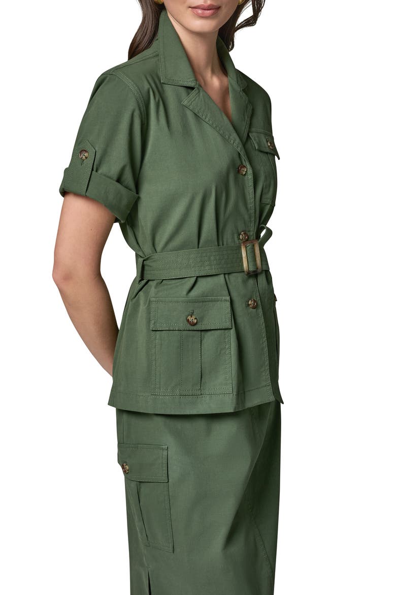 Short Sleeve Belted Jacket, Alternate, color, VERDE
