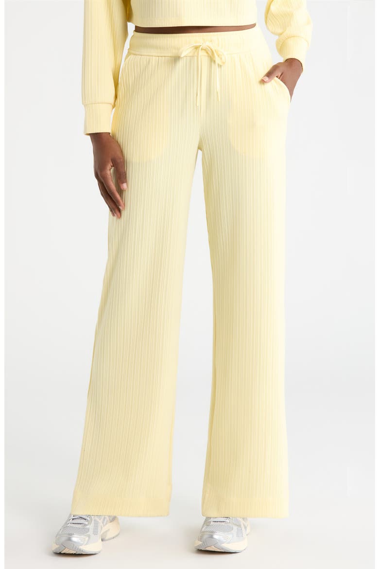Breathe Easy Ribbed Drawstring Waist Pants, Main, color, YELLOW SWIRL