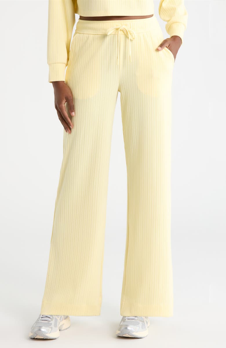 Beyond Yoga Breathe Easy Ribbed Drawstring Waist Pants, Main, color, Yellow Swirl