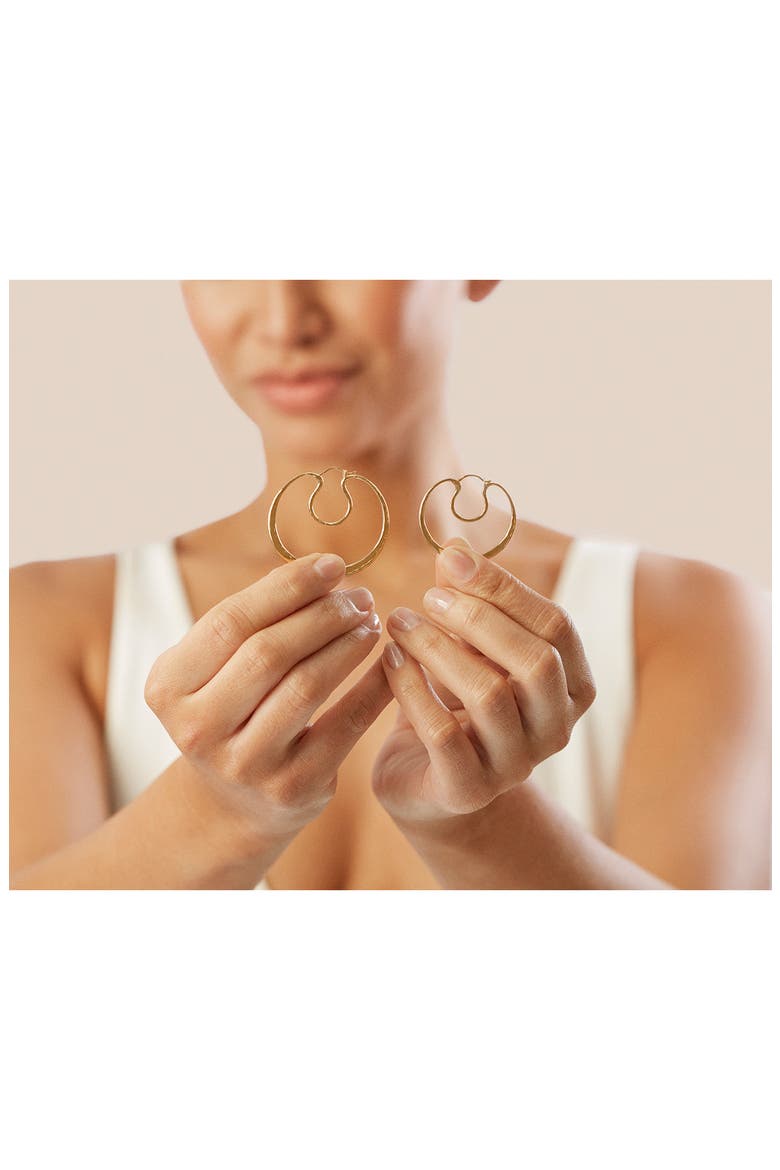 Flow Sculpted Hoop Drop Earrings, Alternate, color, 18CT GOLD VERMEIL/ SS