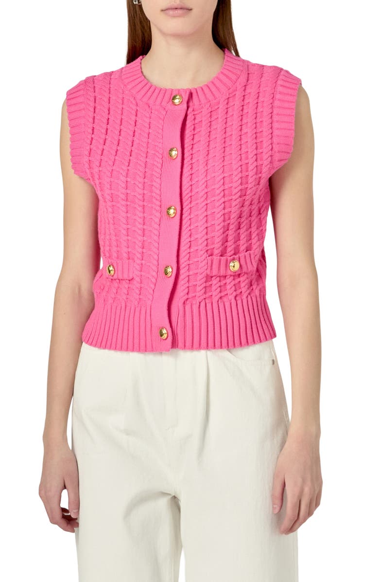 English Factory Cable Sweater Vest, Main, color, Pink