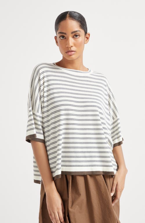 Brunello Cucinelli Striped Motif Wool And Cashmere Sweater In Panama