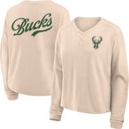 FANATICS Women's Fanatics Natural Milwaukee Bucks Boxed Out Drop Fashion Long Sleeve T-Shirt