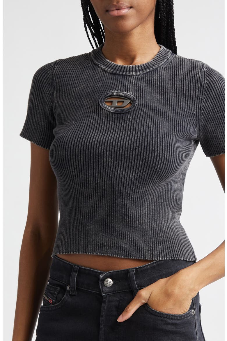 M-Anchor-A Short Sleeve Rib Sweater, Alternate, color, BLACK