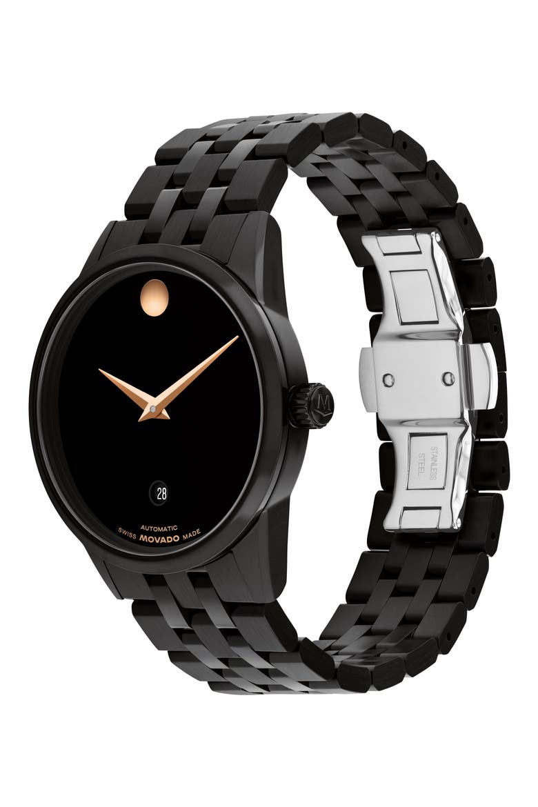Museum Classic Automatic Bracelet Watch, 40mm, Alternate, color, BLACK/ BLACK