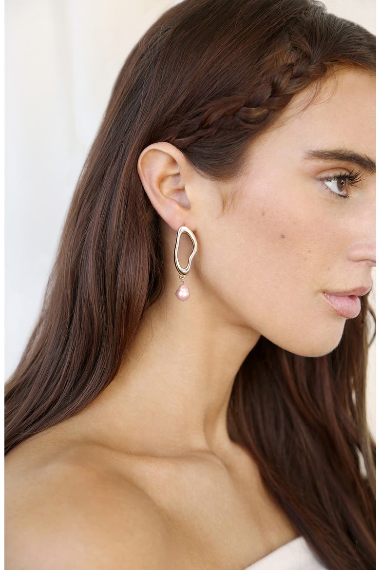Freshwater Pearl Drop Earrings, Alternate, color, PINK