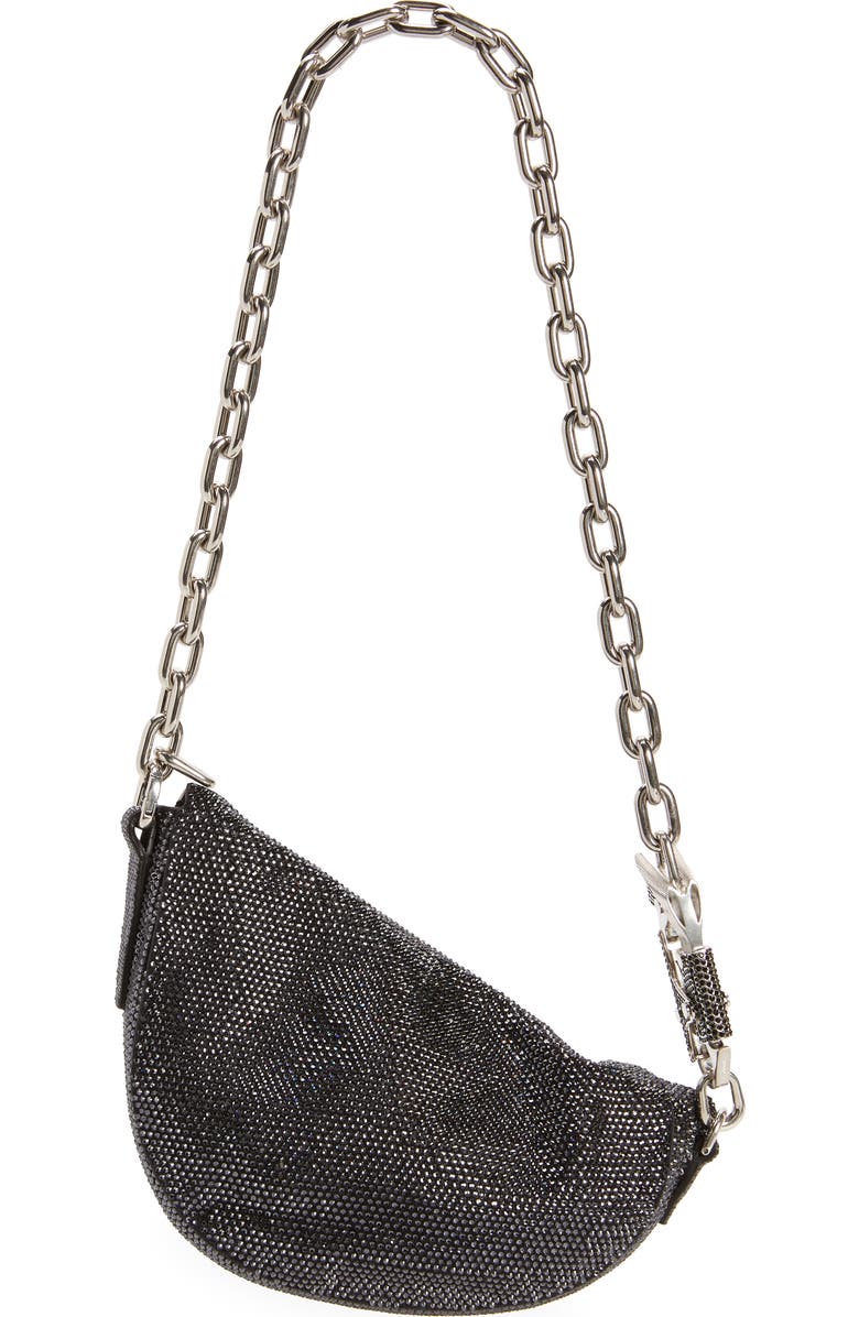 Burberry Small Knight Crystal Embellished Suede Shoulder Bag, Alternate, color,