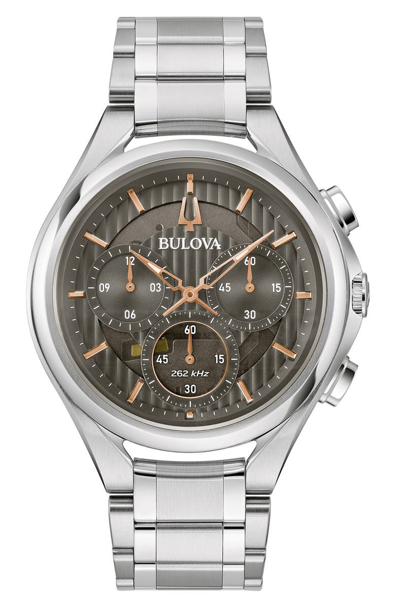 BULOVA Curv Bracelet Chronograph Watch, 44mm, Main, color,