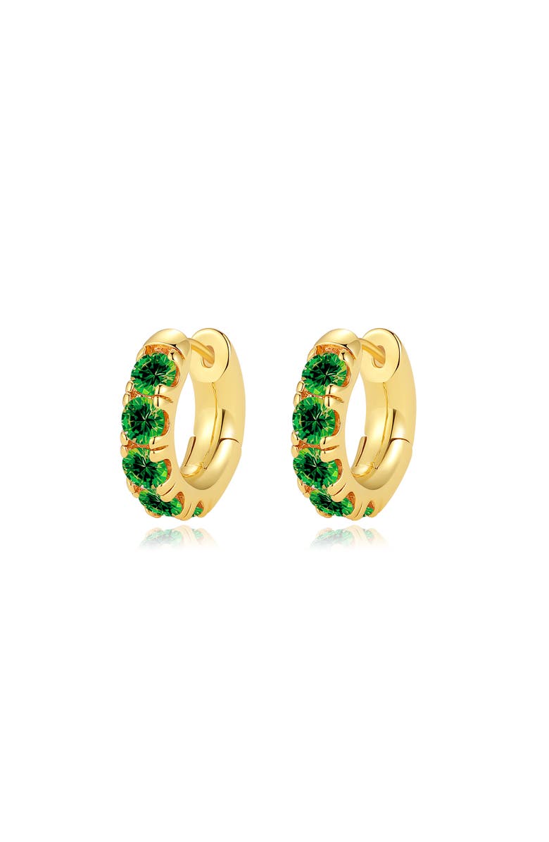 Classicharms Daniela Huggie Hoop Zirconia Earrings, Main, color, Emerald Green