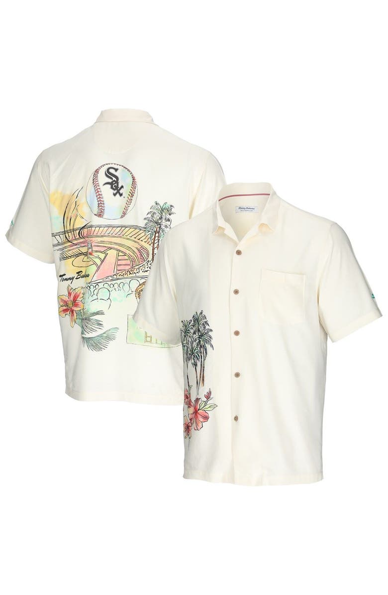 Tommy Bahama Men's Tommy Bahama Cream Chicago White Sox Paradise Fly Ball Camp Button-Up Shirt, Alternate, color,