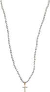 Argento Vivo Sterling Silver Cubic Zirconia Cross Pendant Faux Pearl Necklace