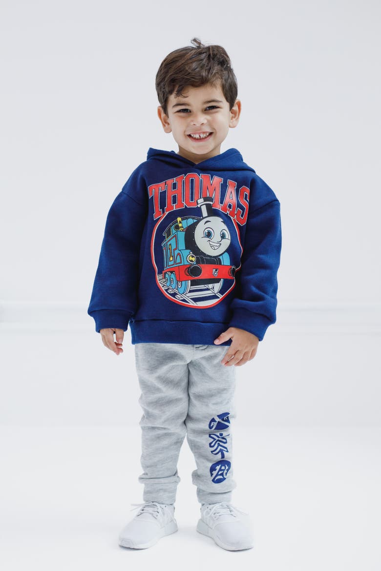 Fleece Hoodie and Pants Set, Alternate, color, Thomas Navy Grey