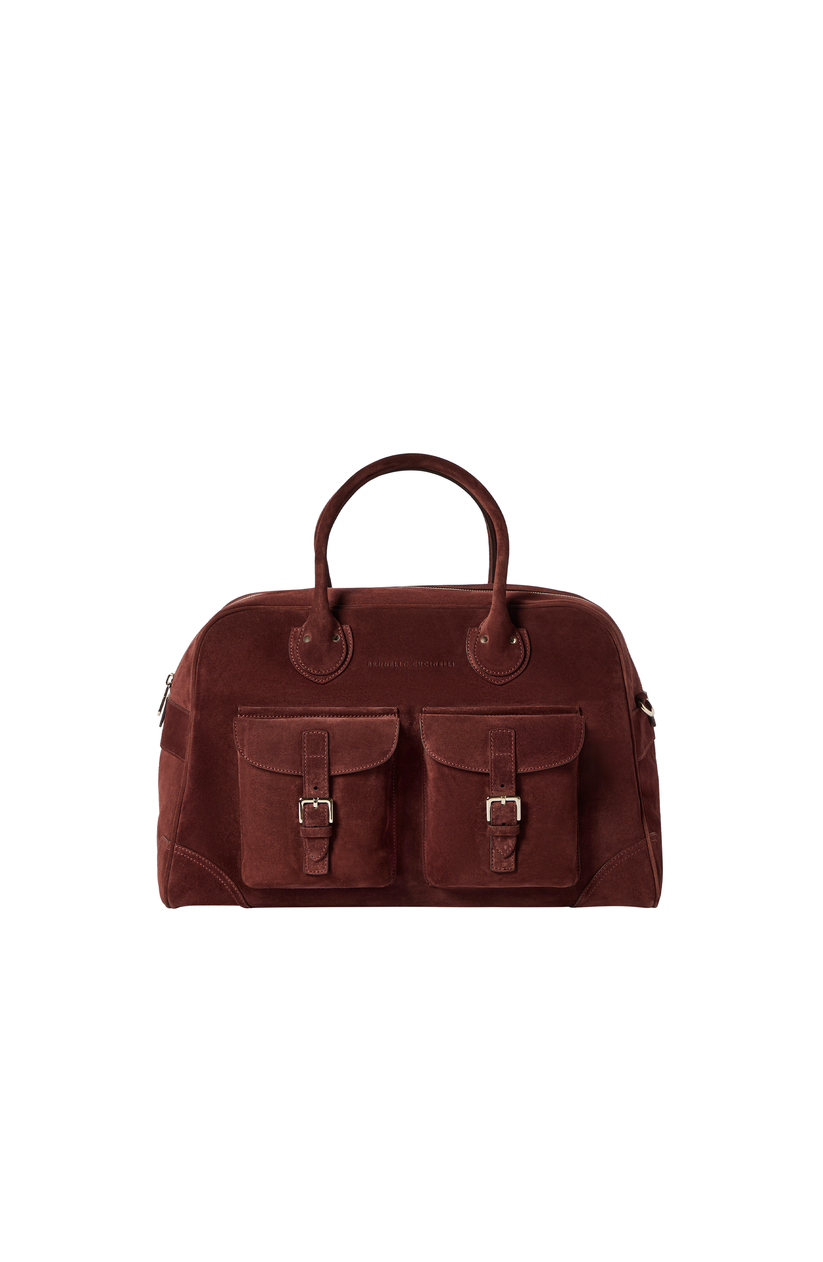 Brunello Cucinelli Suede weekender bag, Alternate, color, Burgundy