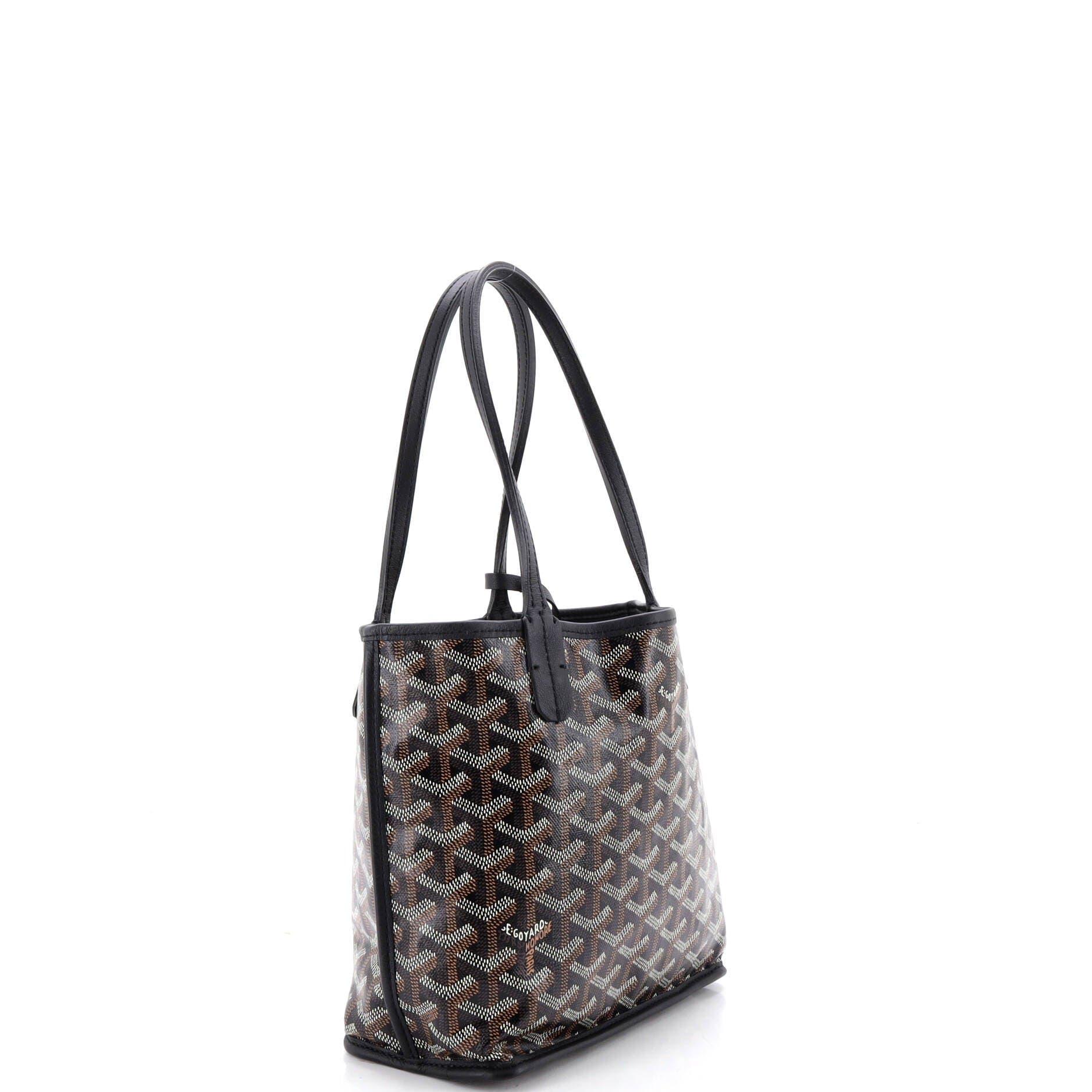 Pre-Owned Goyard Anjou Reversible Tote Coated Canvas Mini, Alternate, color, Black
