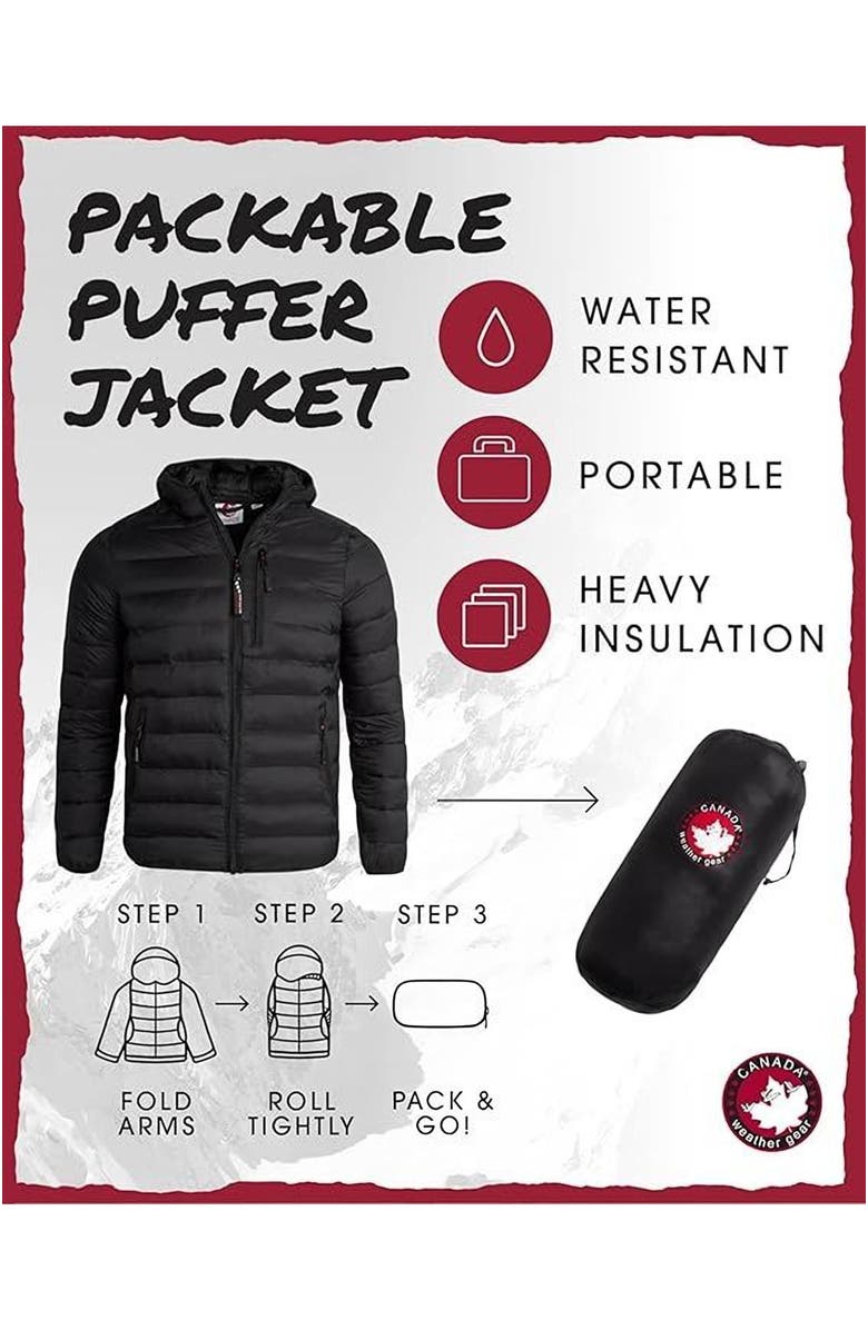 CANADA WEATHER GEAR Men
s Packable Puffer Bubble Coat, Alternate, color,