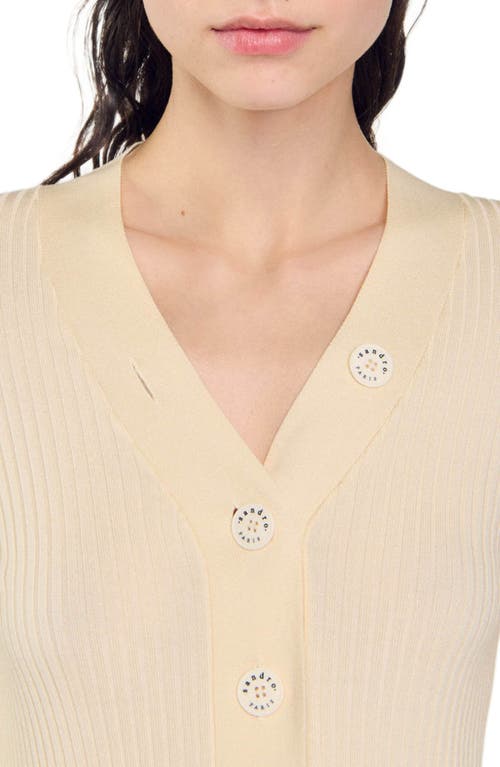 Sandro Gabrielle Ribbed-knit Cardigan In Ecru | ModeSens Sandro Gabrielle Ribbed-knit Cardigan In Ecru | ModeSens