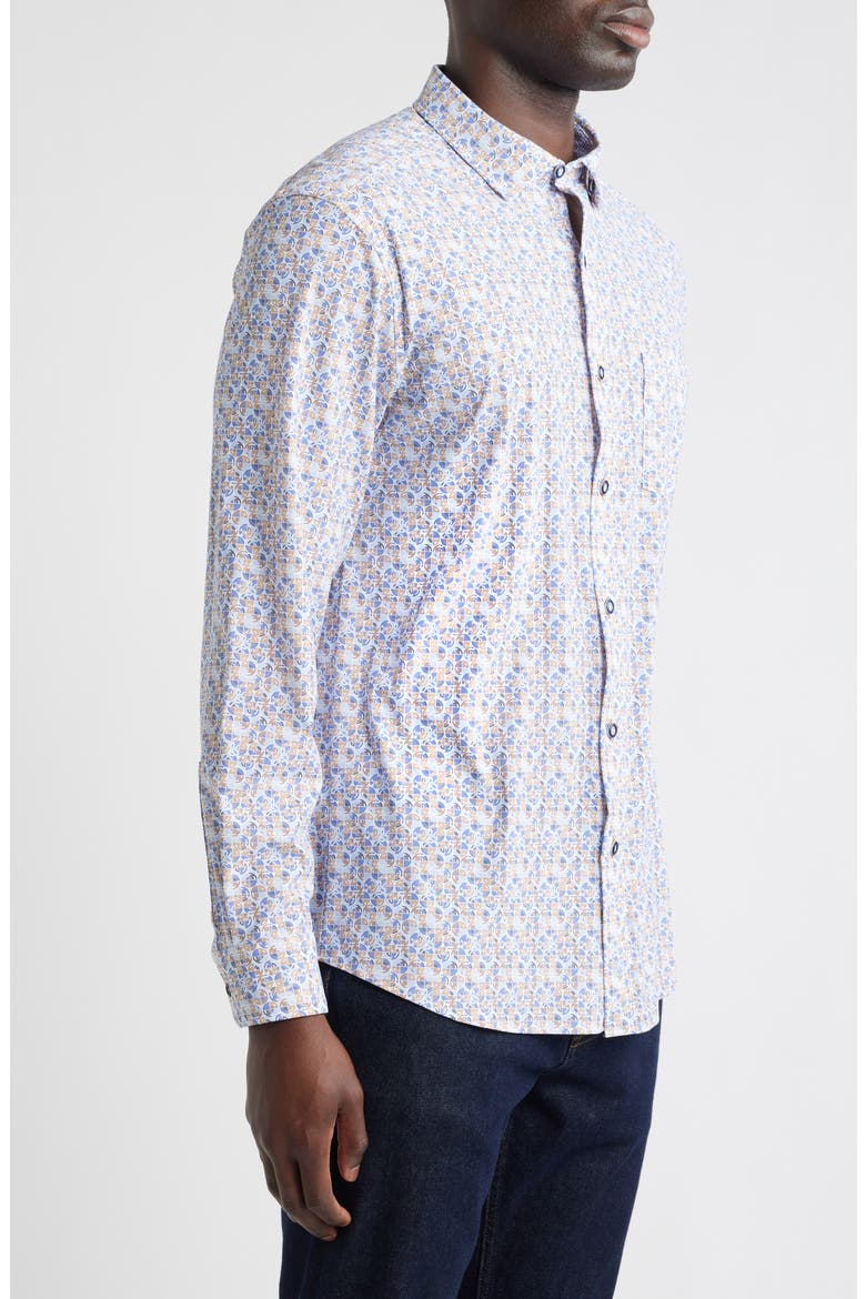 XC Motion Performance Knit Button-Up Shirt, Alternate, color, BLUE/ TAN SPLIT DISC