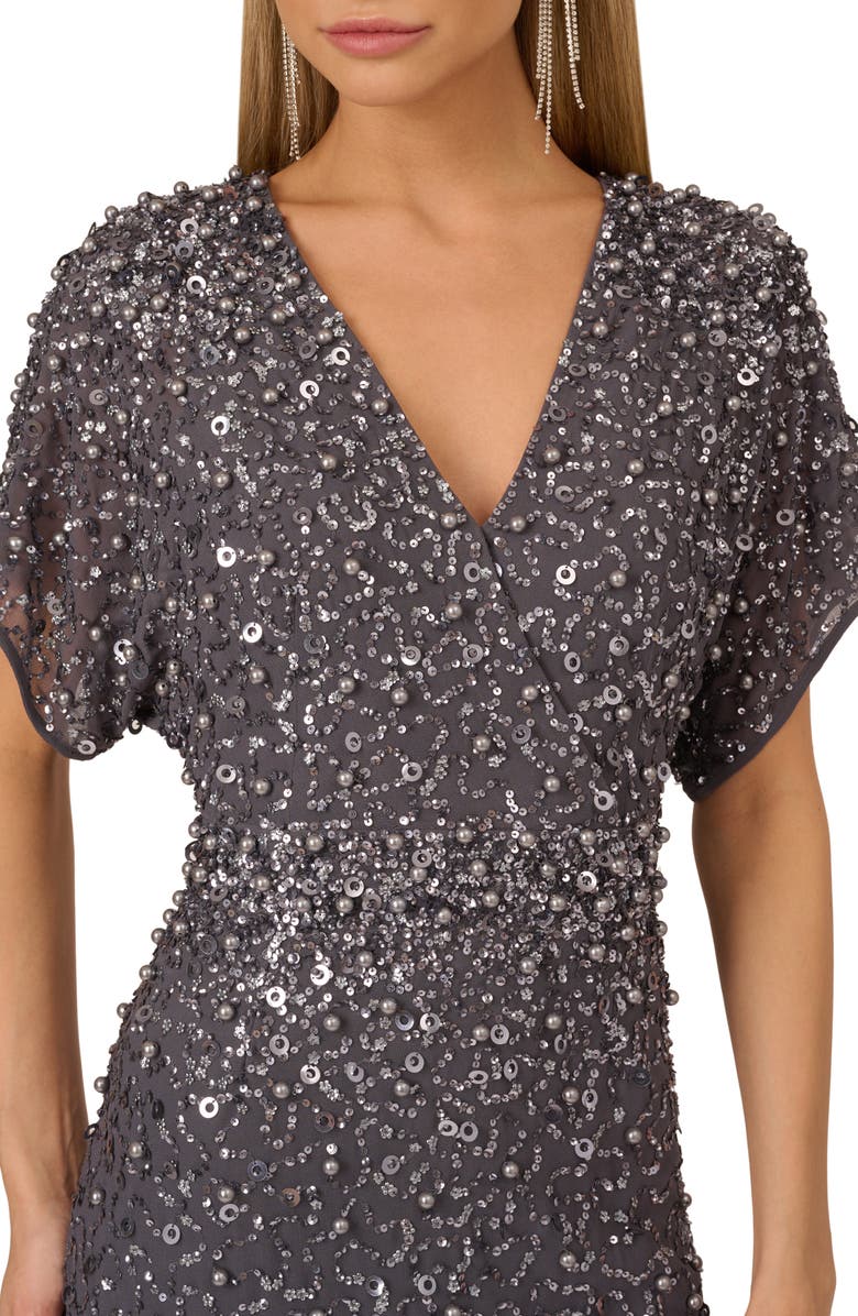 Adrianna Papell Embellished Dolman Sleeve Cocktail Dress, Alternate, color,