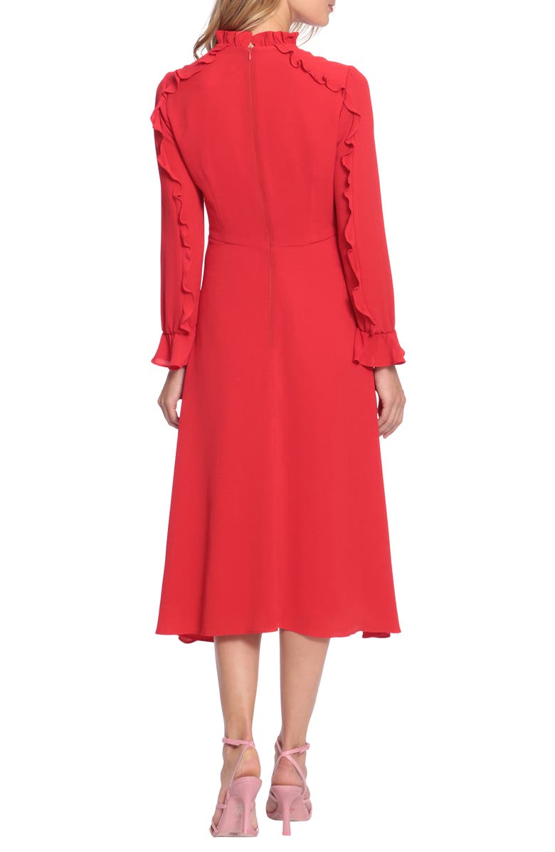 DONNA MORGAN FOR MAGGY Ruffle Long Sleeve A-Line Midi Dress, Alternate, color,