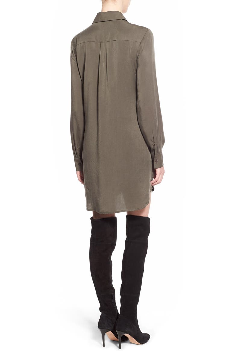 Button Front Shirtdress, Alternate, color, OLIVE