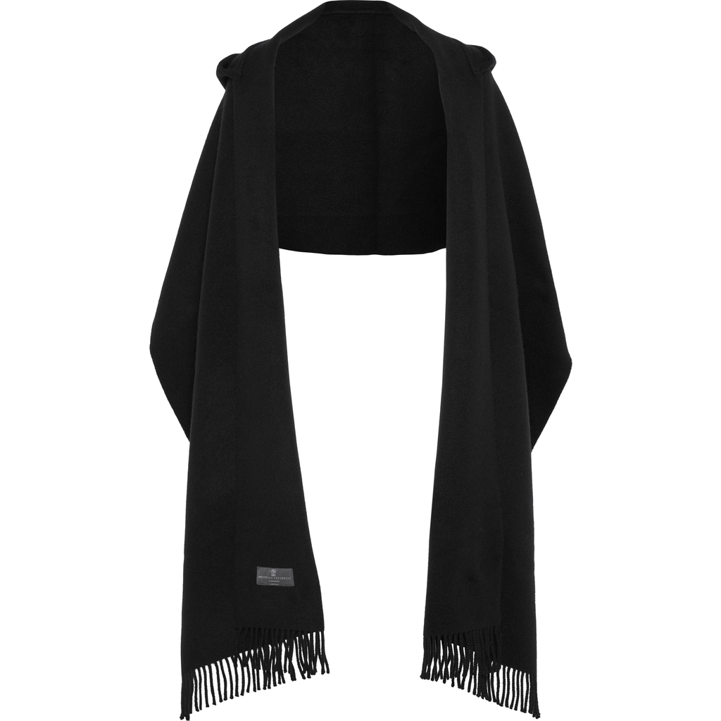 Brunello Cucinelli Knit Scarf With Hood In Black