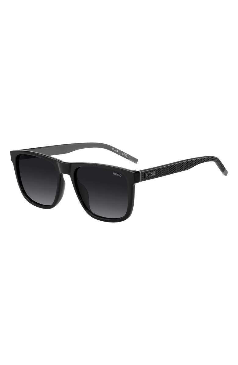 HUGO 56mm Gradient Rectangular Sunglasses, Alternate, color, Black/ Dark Grey Sf
