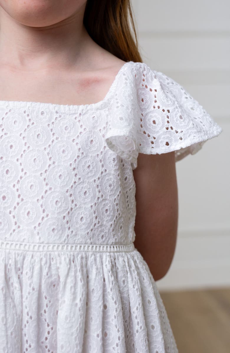 Hope & Henry Girls' Organic Flutter Sleeve Eyelet Dress, Toddler, Alternate, color, White Circle Flower Eyelet