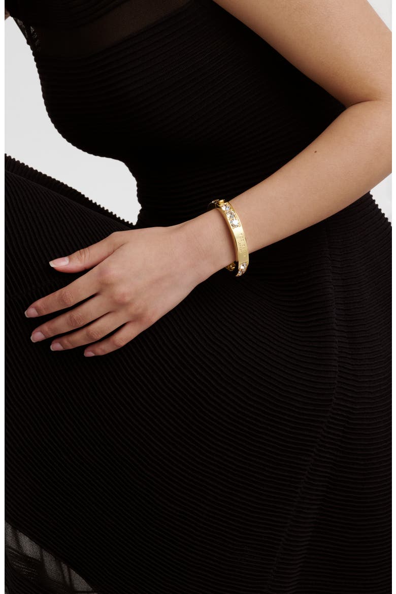 Rosie Crystal Hinged Bangle Bracelet, Alternate, color, GOLD TONE / GOLDEN CRYSTAL