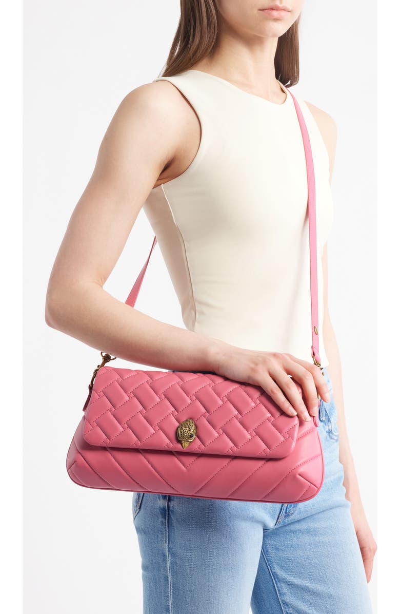 Kurt Geiger London Long Kensington Quilted Leather Shoulder Bag, Alternate, color, Pink