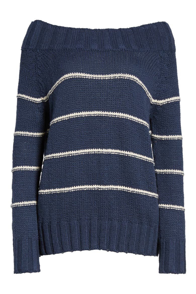 Snuggle Down Off the Shoulder Sweater, Alternate, color, DEEP INDIGO