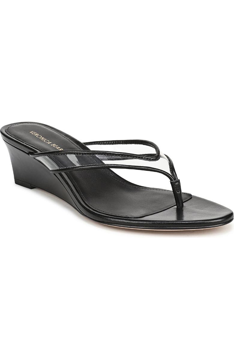 Veronica Beard Clea Wedge Flip Flop, Main, color, Clear/ Black
