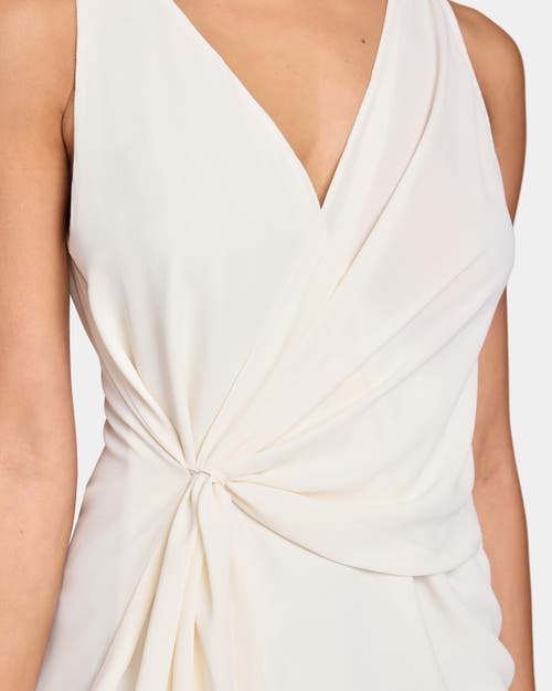 Santorelli Danna Sleeveless Faux Wrap Top In Fluid Crepe