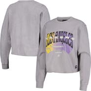 THE WILD COLLECTIVE Women's The Wild Collective  Gray Los Angeles Lakers Band Cropped Long Sleeve T-Shirt