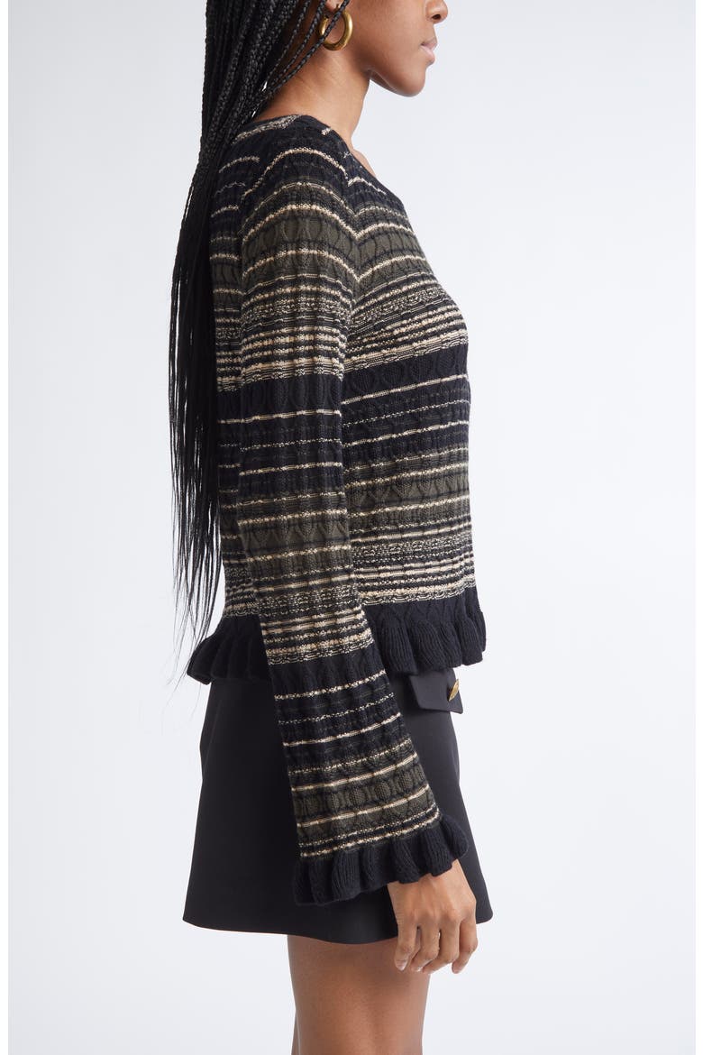 Melissa Texture Merino Wool Blend Knit Top, Alternate, color, DEEP OLIVE CABLE