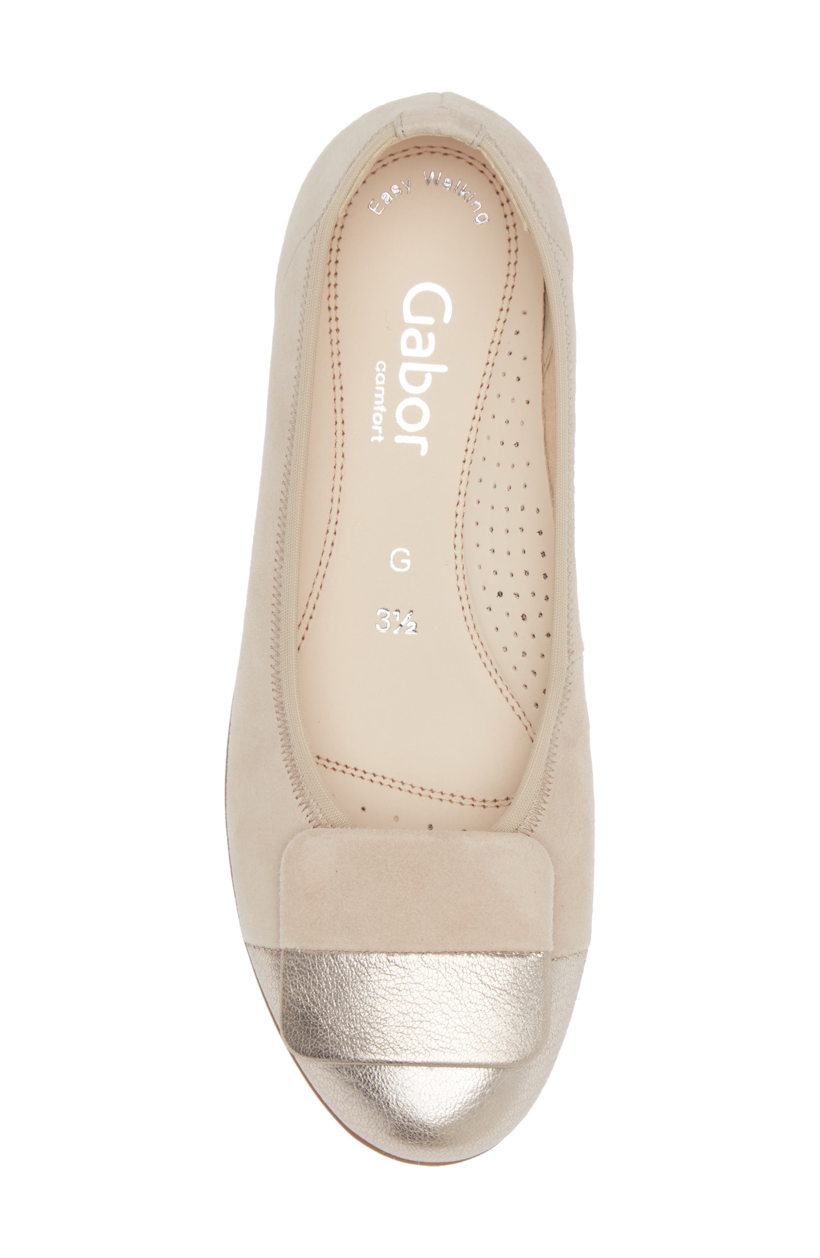 Gabor Metallic Ballet Flat, Alternate, color, Beige