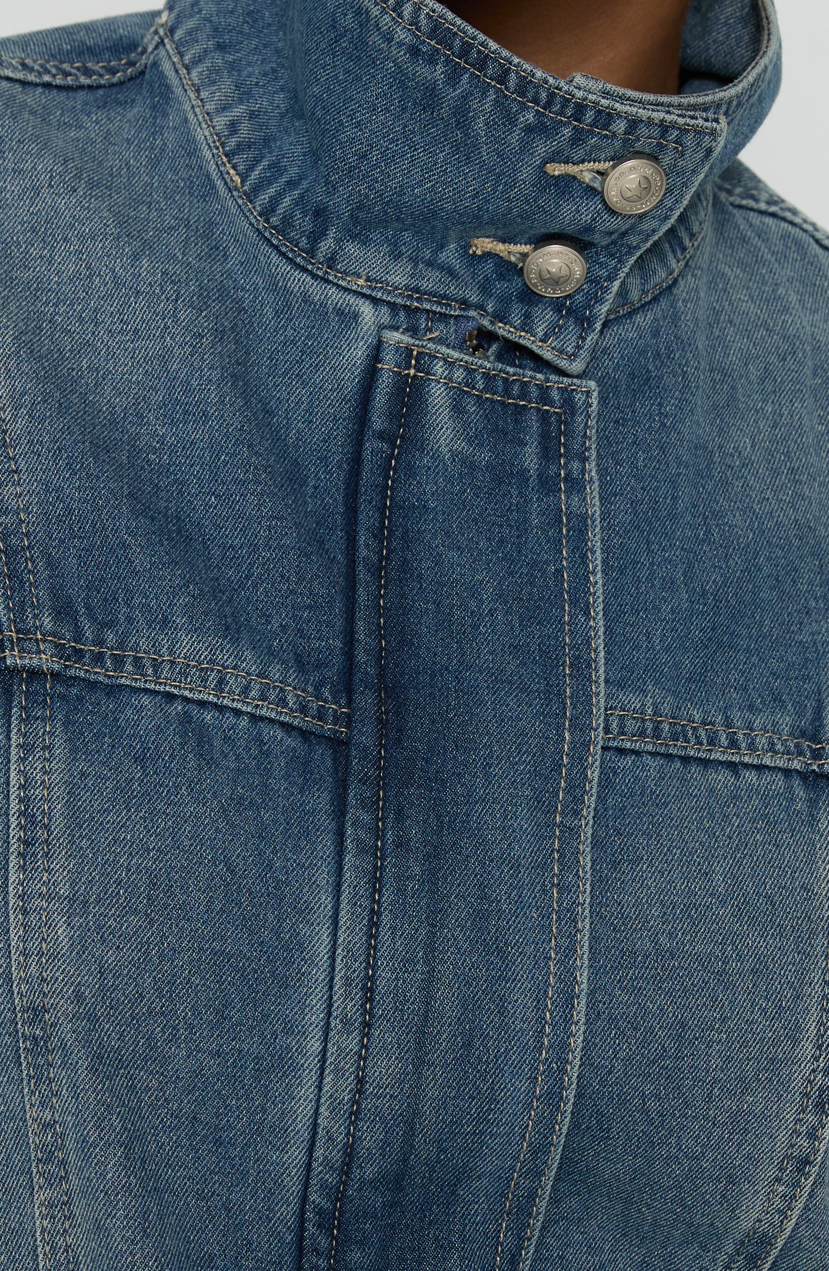 Princess Polly Alfea Funnel Neck Denim Bomber Jacket (Women) | Nordstrom