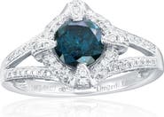 SOUZANA by Suzy Levian 14K White Gold 1.07ct Blue Diamond & 0.52cttw Diamond Ring