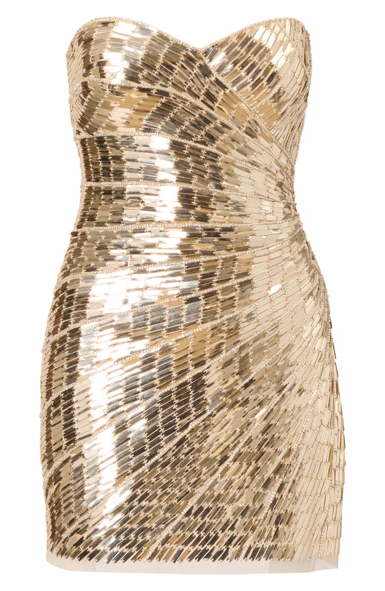 Adrianna Papell Beaded Strapless Minidress, Alternate, color, Light Gold