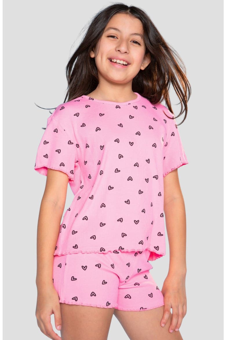 Kids' 2-Piece Easy Tee & Shorts Set, Alternate, color, NEON PINK