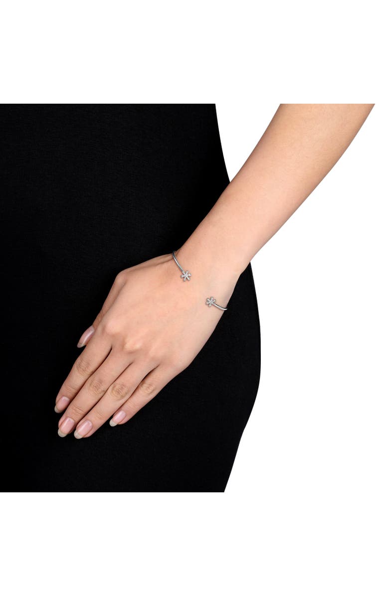 Julianna B. Diamond Cuff Flower Bangle 14k White Gold, Alternate, color, 