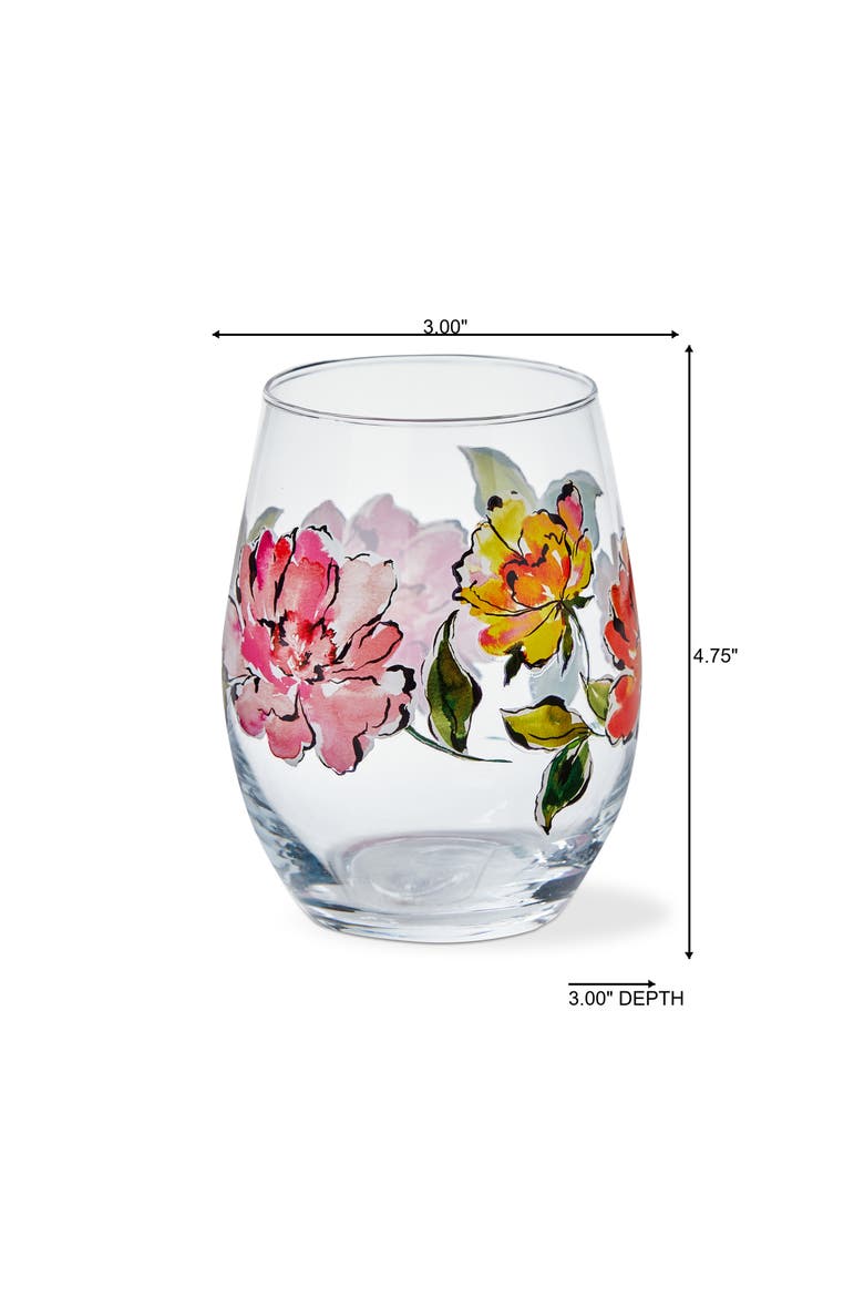 In Bloom Stemless Wine Glasses Dishwasher Safe Drinkware, Alternate, color, Pink
