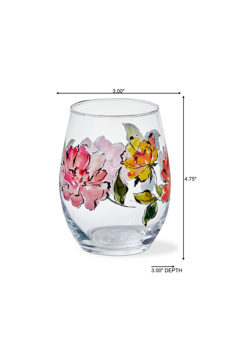 tag In Bloom Stemless Wine Glasses Dishwasher Safe Drinkware, Alternate, color, Multicolored