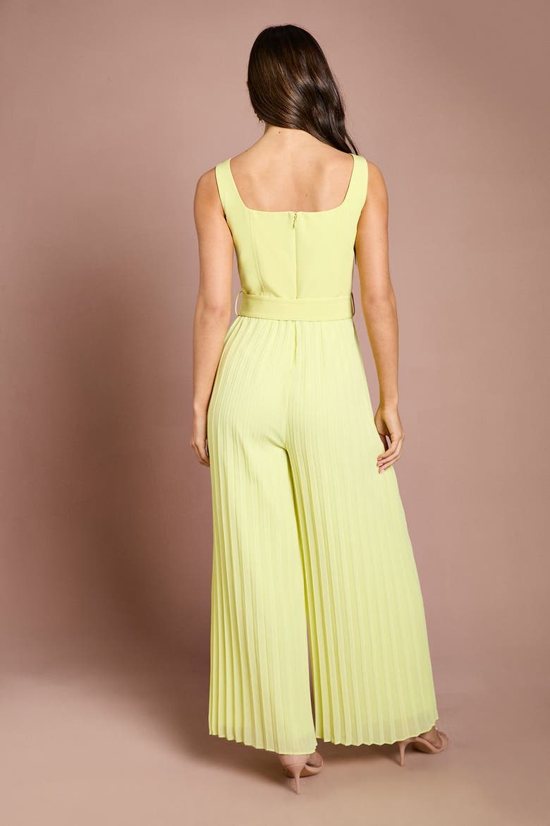 Seam Detail Pleated Wide Leg Jumpsuit, Alternate, color, Lemon